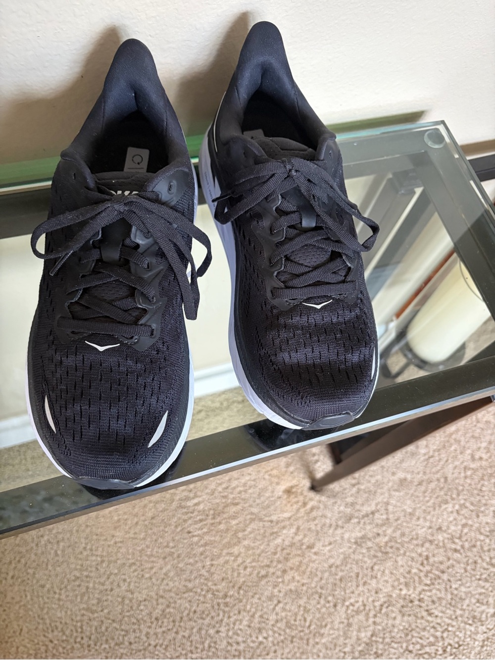 Hoka Women’s Black and White Athletic Running Shoes